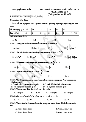 Đề thi đề xuất học kì II môn Toán Lớp 7 - Năm học 2018-2019 - Nguyễn Đức Chiến (Có đáp án)